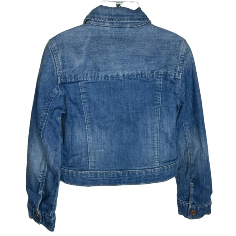 GAP Kids Jean Jacket Girls Size S Blue Snap Up Long Sleeve Denim‎ with Pockets